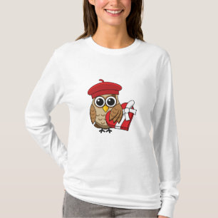 Cute Owl with Red Beret and Heart Box T-Shirt