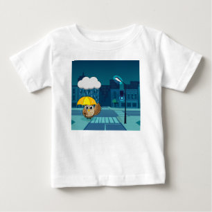 Cute Owl with Umbrella on Rainy Day Baby T-Shirt