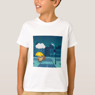 Cute Owl with Umbrella on Rainy Day T-Shirt