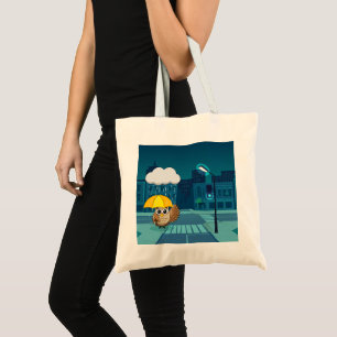 Cute Owl with Umbrella on Rainy Day Tote Bag