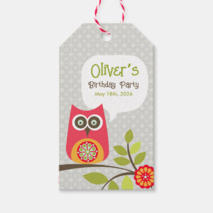 Cute Owl Woodland Birthday Party Invitation Gift Tags