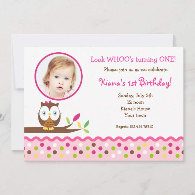 Cute Owl  Woodland Photo  Birthday Invitations (Front)