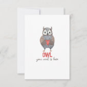Cute Owl You Need is Love Valentine's Day Card (Front)