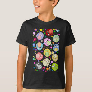 Cute Owls and Flowers pattern T-Shirt