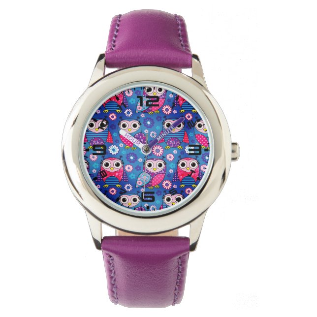 Cute Owls And Flowers Watch (Front)