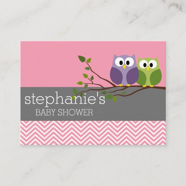 Cute Owls Baby Shower Games - Diaper Raffle Enclosure Card (Front)