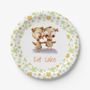 Cute Owls Baby Shower Paper Plate