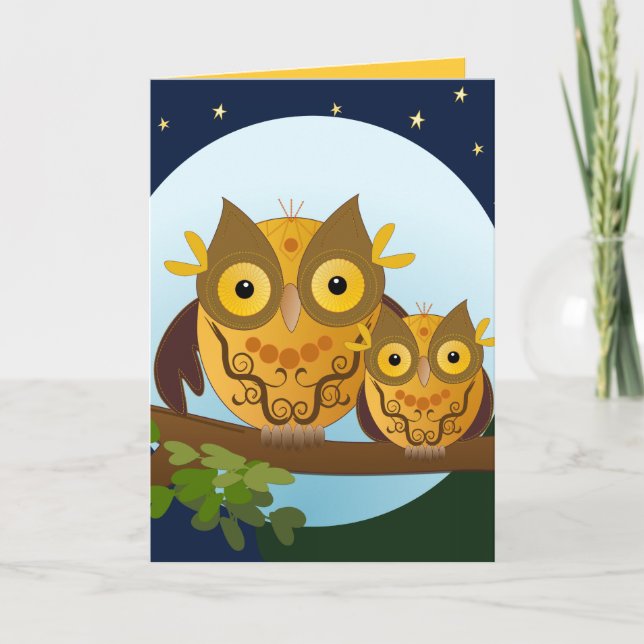 Cute owls birthday card (Front)
