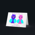 Cute Owls birthday card wife, add name to front<br><div class="desc">A pair of owls,  birthday card for wife. Add her name to the front and names and any extra message if required,  to inside, </div>