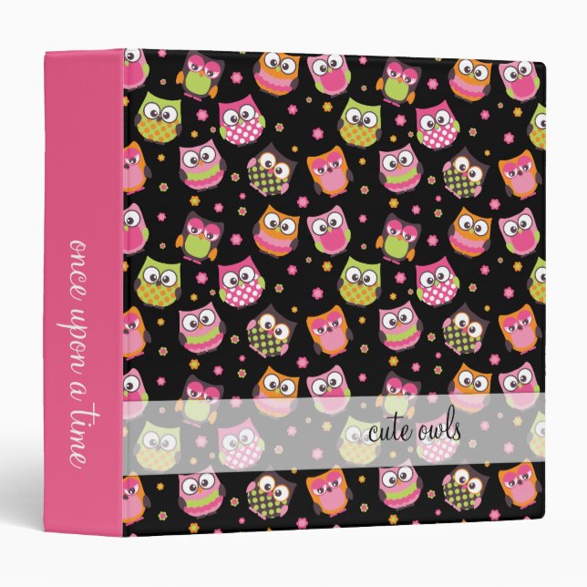 Cute Owls Black Memories Binder (Front/Spine)