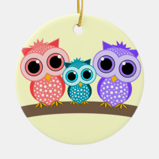 cute owls ceramic ornament
