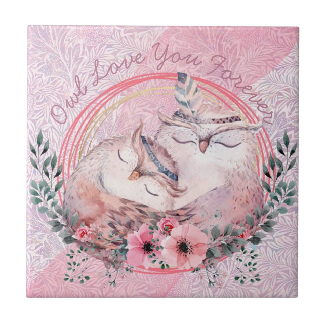 Cute Owls  Ceramic Tile (Front)
