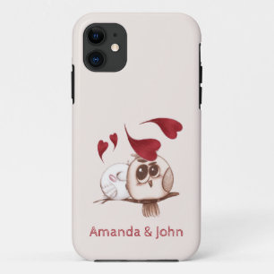 Cute Owls Couple Names Personalized iPhone 11 Case