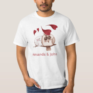 Cute Owls Couple Names Personalized T-Shirt
