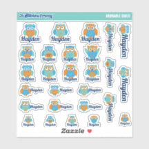 Cute Owls Custom Name Labels | School