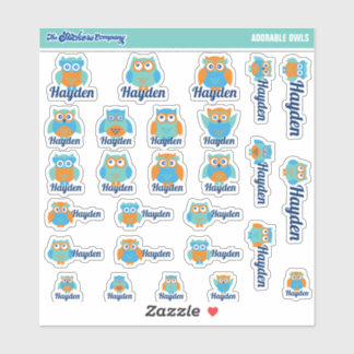 Cute Owls Custom Name Labels | School