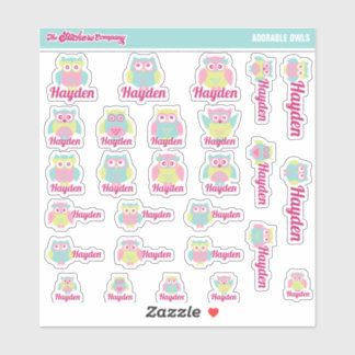 Cute Owls Custom Name Labels | School