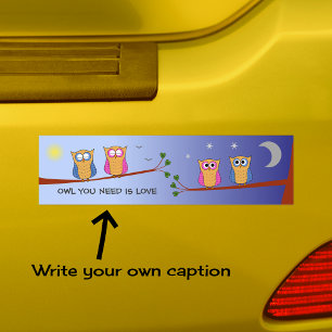 Cute owls custom text day night bumper sticker