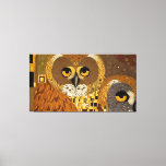 Cute Owls: Digital Art Gustav Klimt Style Canvas Print<br><div class="desc">Immerse yourself in the whimsical charm of these adorable owls, brought to life in the style of Gustav Klimt through the magic of artificial intelligence. This delightful AI artwork captures the essence of Klimt's ornate and expressive aesthetic, blending his iconic patterns and radiant colours with the endearing nature of cute...</div>