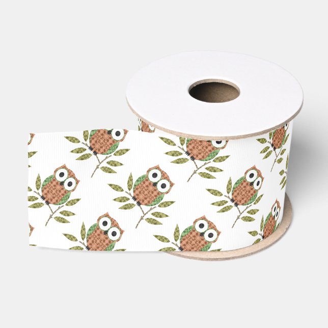 Cute Owls Gift Ribbon Grosgrain Ribbon (Spool)