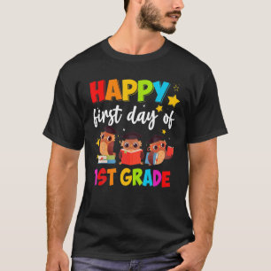 Cute Owls Happy First Day Of 1St Grade T-Shirt