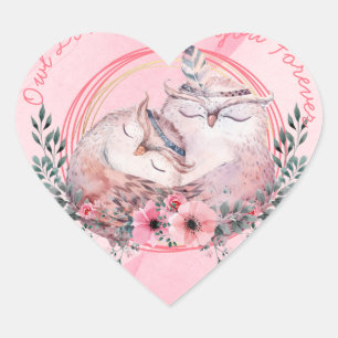 Cute Owls Heart Sticker