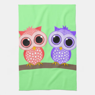 cute owls kitchen towel