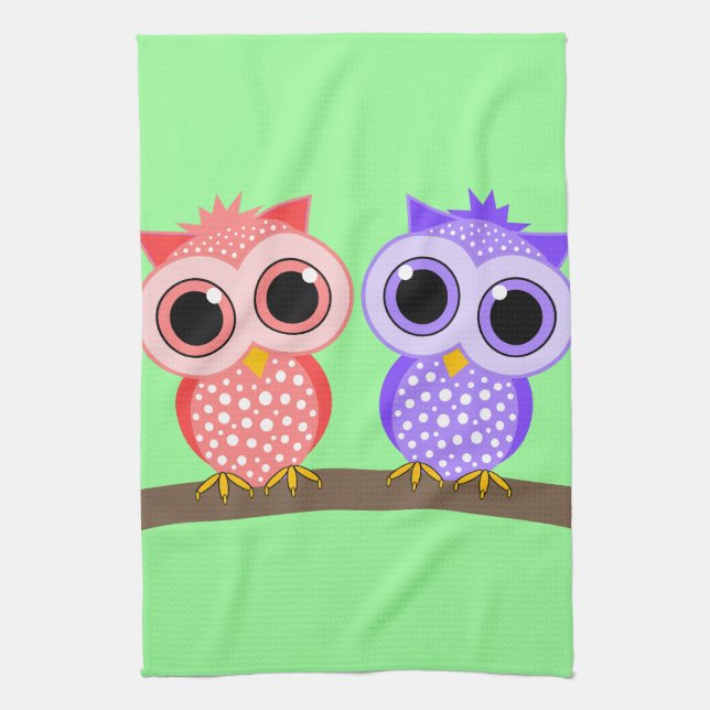 cute owls kitchen towel (Vertical)