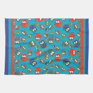 Cute Owls Kitchen Towel, Red, Blue, Green Towel
