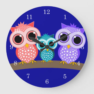 cute owls large clock