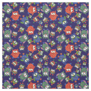 Cute Owls on Navy Blue Fabric to Customize