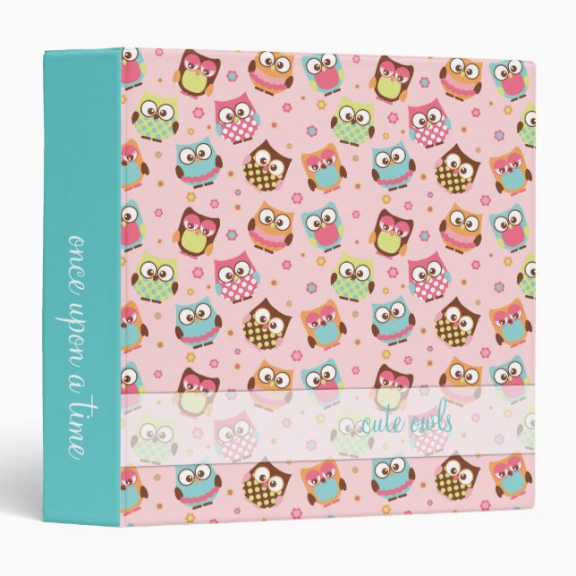 Cute Owls on Rose Memories Binder (Front/Spine)