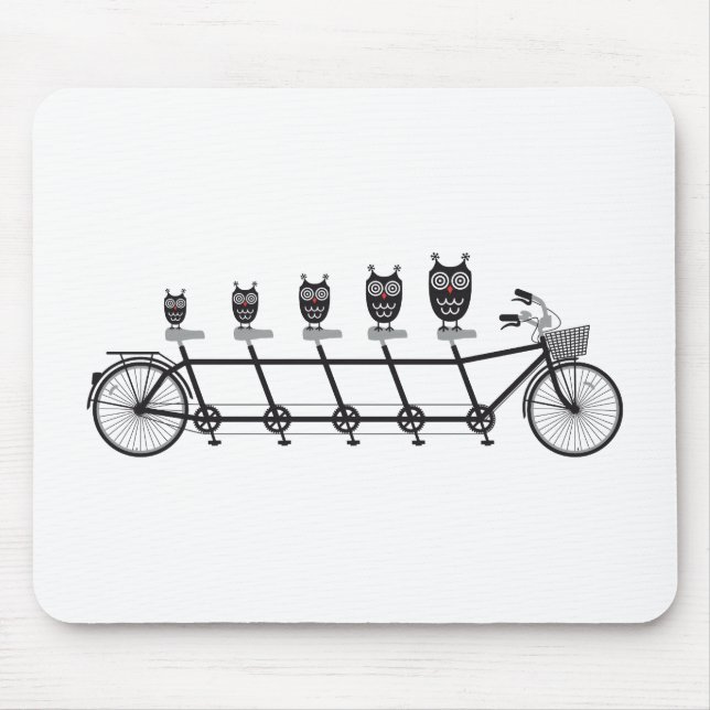 cute owls on tandem bicycle mouse pad (Front)