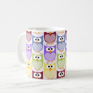 Cute Owls, Owl Pattern, Baby Owls, Colourful Owls Coffee Mug