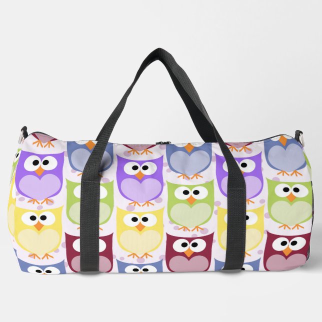 Cute Owls, Owl Pattern, Baby Owls, Colourful Owls Duffle Bag (Front)