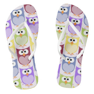 Cute Owls, Owl Pattern, Baby Owls, Colourful Owls Flip Flops