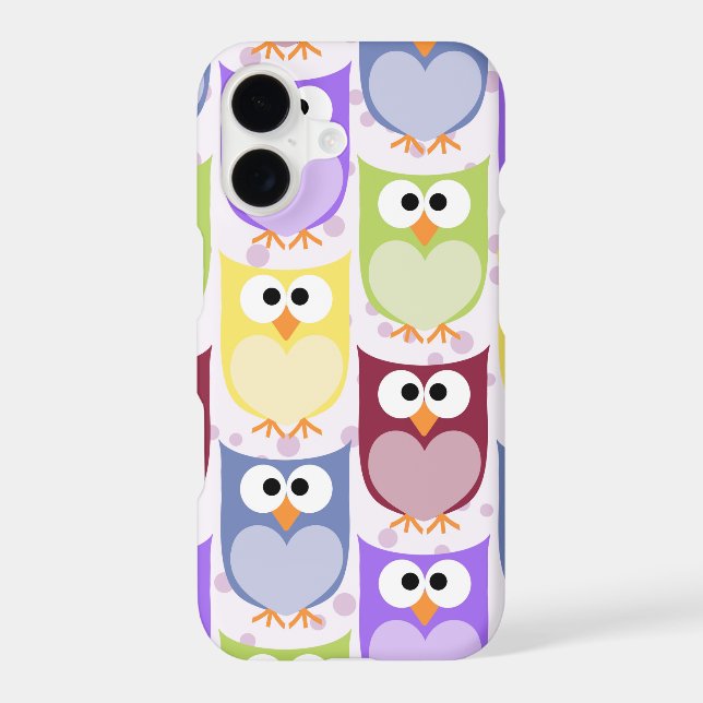 Cute Owls, Owl Pattern, Baby Owls, Colourful Owls iPhone Case (Back)