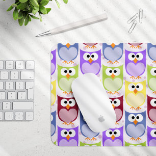 Cute Owls, Owl Pattern, Baby Owls, Colourful Owls Mouse Pad