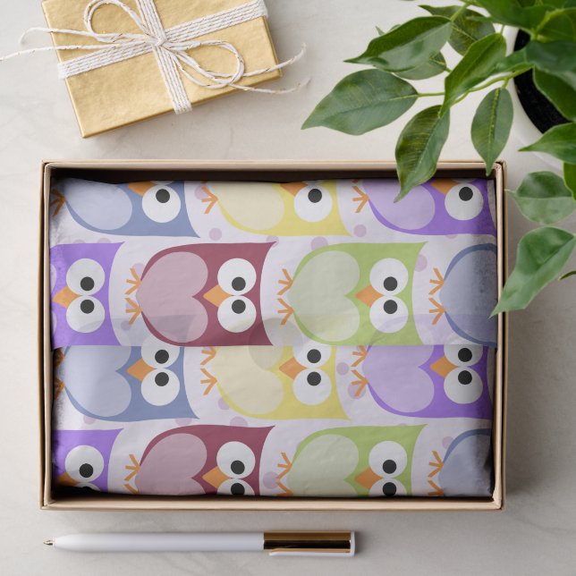 Cute Owls, Owl Pattern, Baby Owls, Colourful Owls Tissue Paper (Gift)