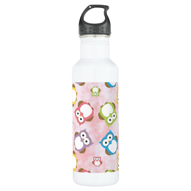 Cute Owls, Owl Pattern, Colourful Owls, Baby Owls 710 Ml Water Bottle (Front)