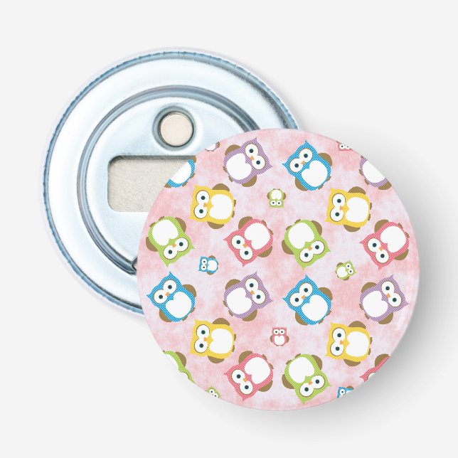 Cute Owls, Owl Pattern, Colourful Owls, Baby Owls Bottle Opener (Front)
