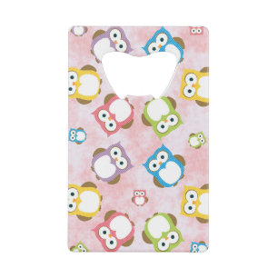 Cute Owls, Owl Pattern, Colourful Owls, Baby Owls Credit Card Bottle Opener