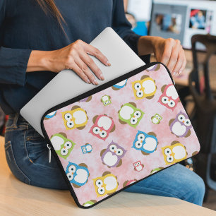 Cute Owls, Owl Pattern, Colourful Owls, Baby Owls Laptop Sleeve