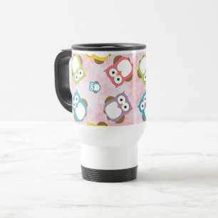 Cute Owls, Owl Pattern, Colourful Owls, Baby Owls Travel Mug