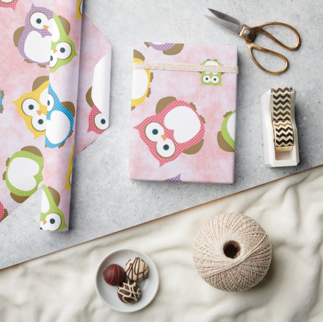 Cute Owls, Owl Pattern, Colourful Owls, Baby Owls Wrapping Paper (Crafts)