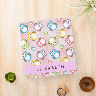 Cute Owls, Owl Pattern, Colourful Owls, Your Name Binder