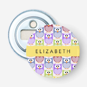 Cute Owls, Owl Pattern, Colourful Owls, Your Name Bottle Opener