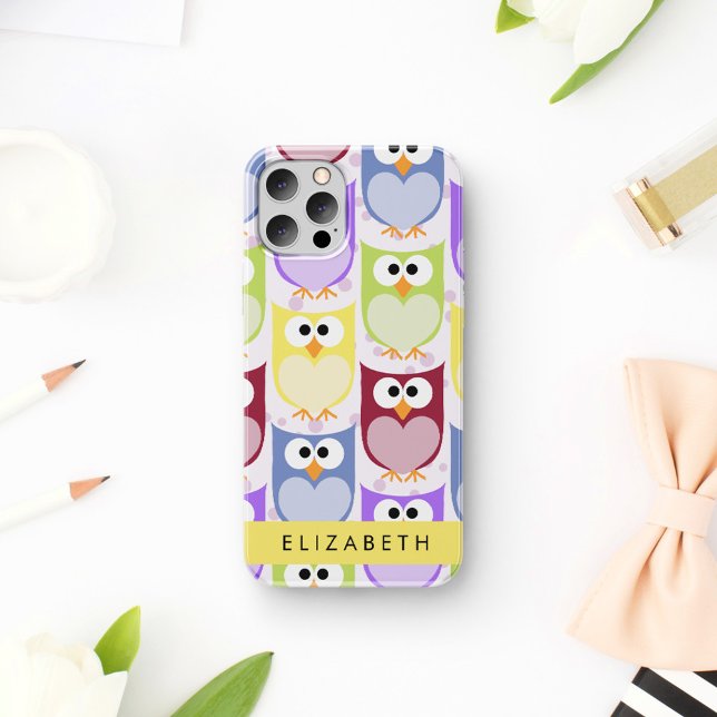 Cute Owls, Owl Pattern, Colourful Owls, Your Name Case-Mate iPhone Case (Creator Uploaded)