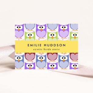 Cute Owls, Owl Pattern, Pet Shop, Bird Store Business Card