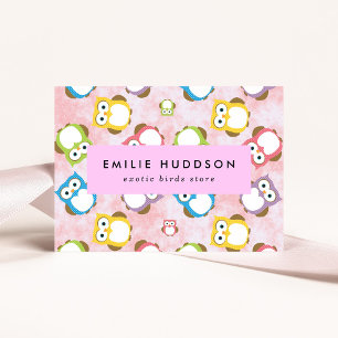 Cute Owls, Owl Pattern, Pet Shop, Bird Store Business Card